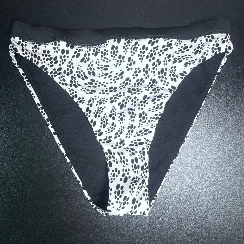 Nike Swim Womens High Leg Bikini Bottom Black White Spotted Print NESSC268 M